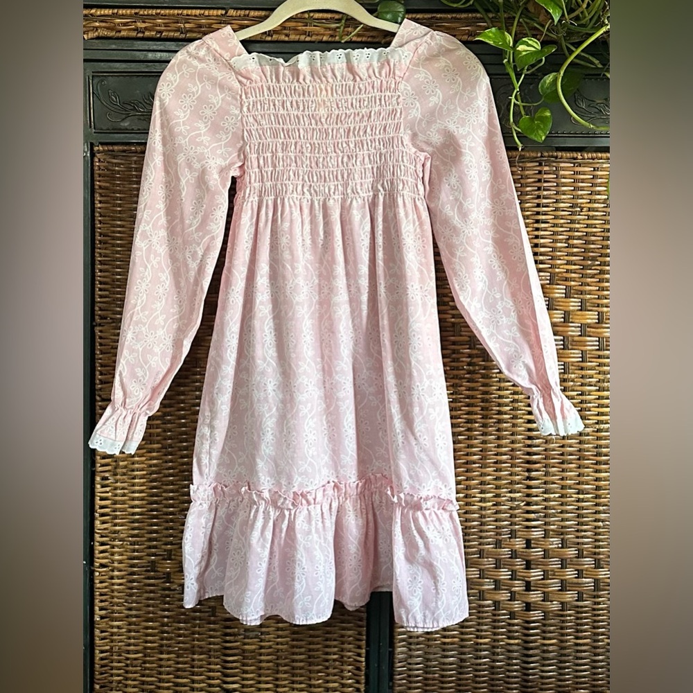 Sears Girl’s Smocked Perma Prest Cottagecore Pink Dress